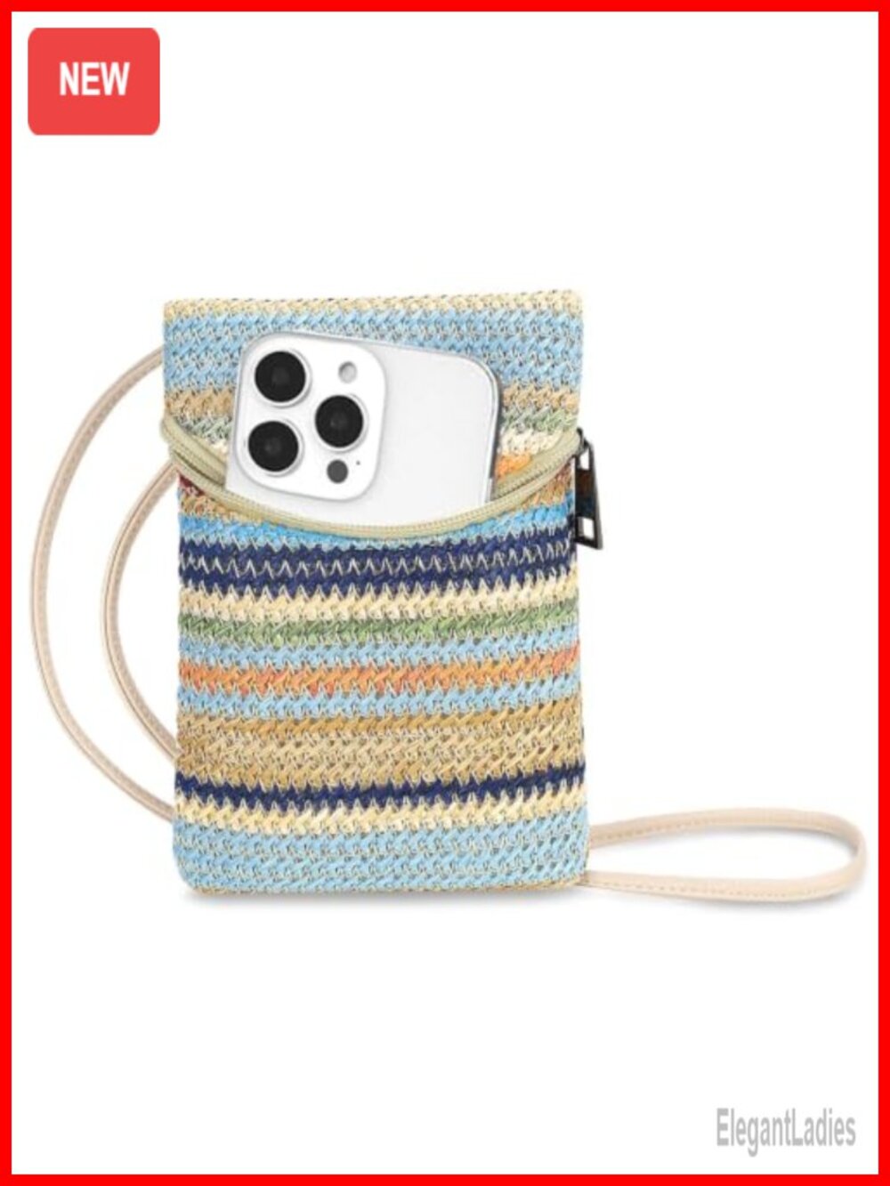 Straw Woven Small Crossbody Bag Cell Phone Purse Wallet with Adjustable Strap